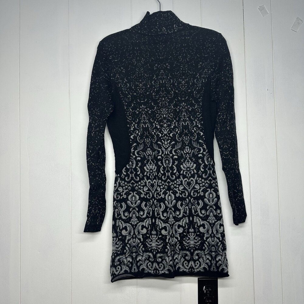 Women’s Icelandic Design 100% Wool Long Coat Jacket Black Gray Button Front S - Picture 14 of 16